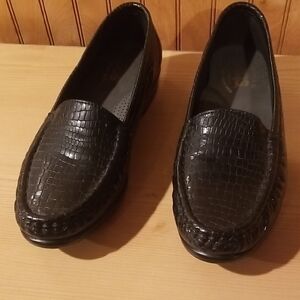 SAS Black Textured Loafers